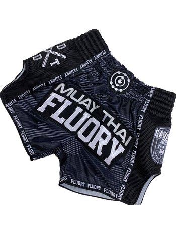 Fluory Fluory Muay Thai Kickboxing Shorts Camo Stripe Zwart MTSF86