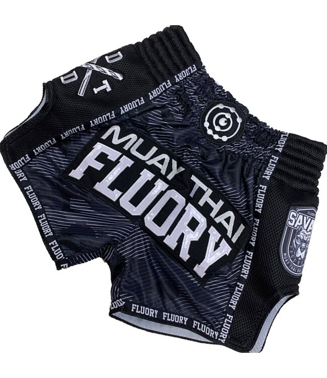 Fluory Fluory Muay Thai Kickboxing Shorts Camo Stripe Zwart MTSF86