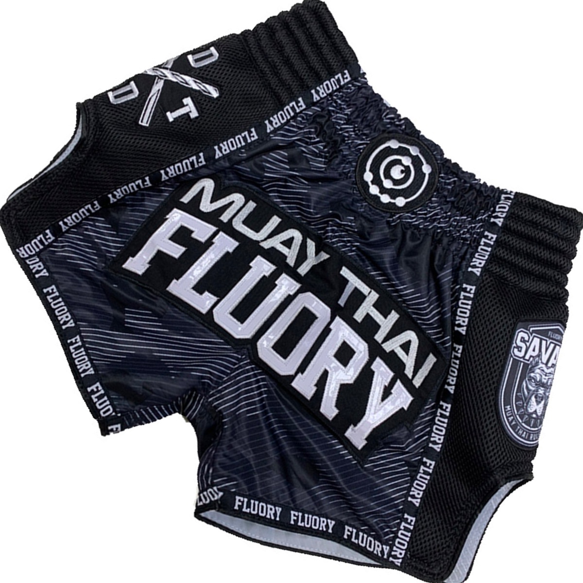 Fluory Muay Thai Shorts Kickboxing Camo Stripe Black MTSF86 FIGHTWEAR SHOP EUROPE