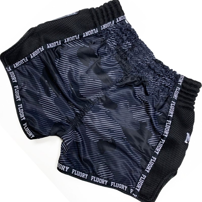 Fluory Fluory Muay Thai Kickboxing Shorts Camo Stripe Zwart MTSF86