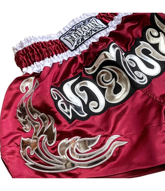 Fluory Muay Thai Shorts Kickboxen Burgundy MTSF87