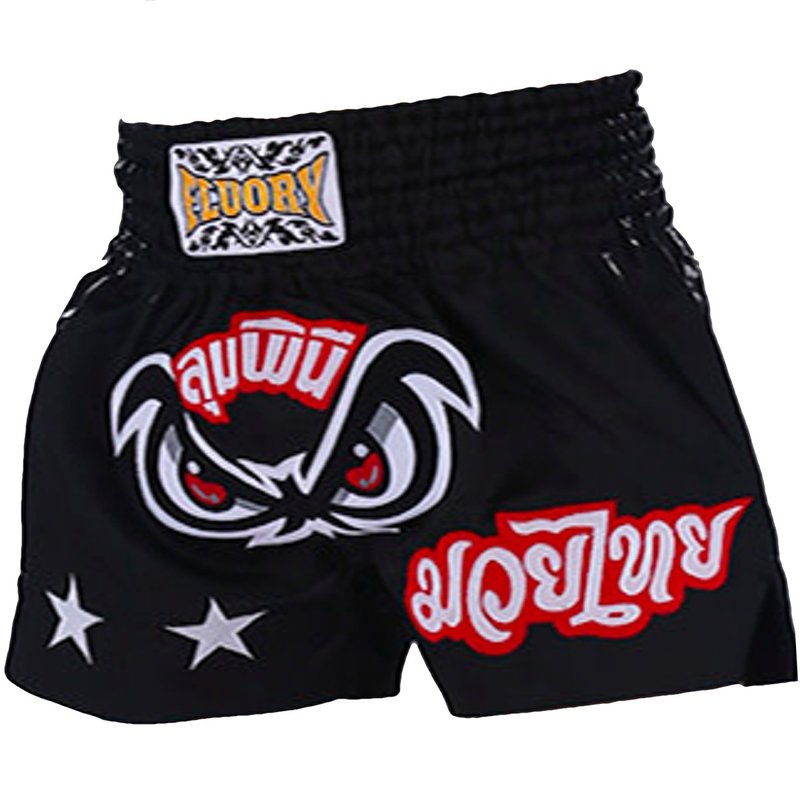 Fluory Fluory Muay Thai Kickboxing Shorts Bad Eyes Schwarz MTSF03