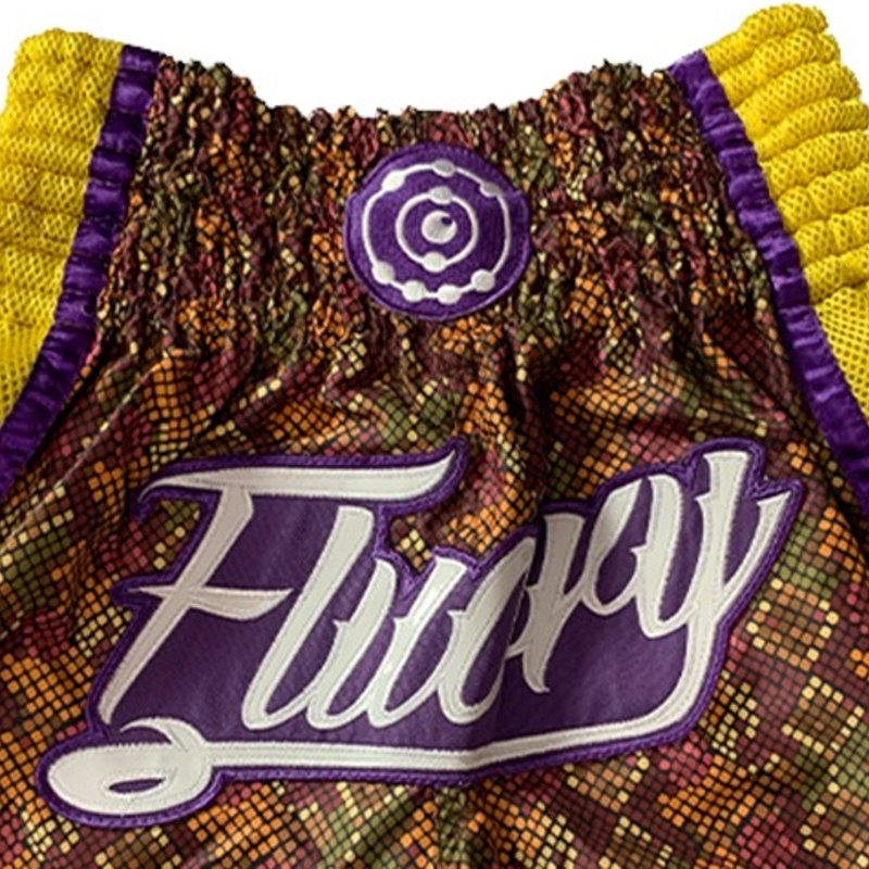 Fluory Fluory Muay Thai Kickboxing Shorts Square Geel MTSF82