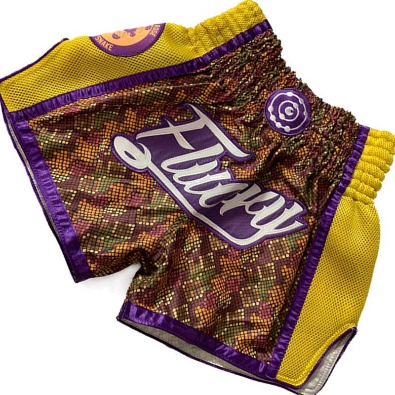 Fluory Fluory Muay Thai Kickboxing Shorts Square Geel MTSF82