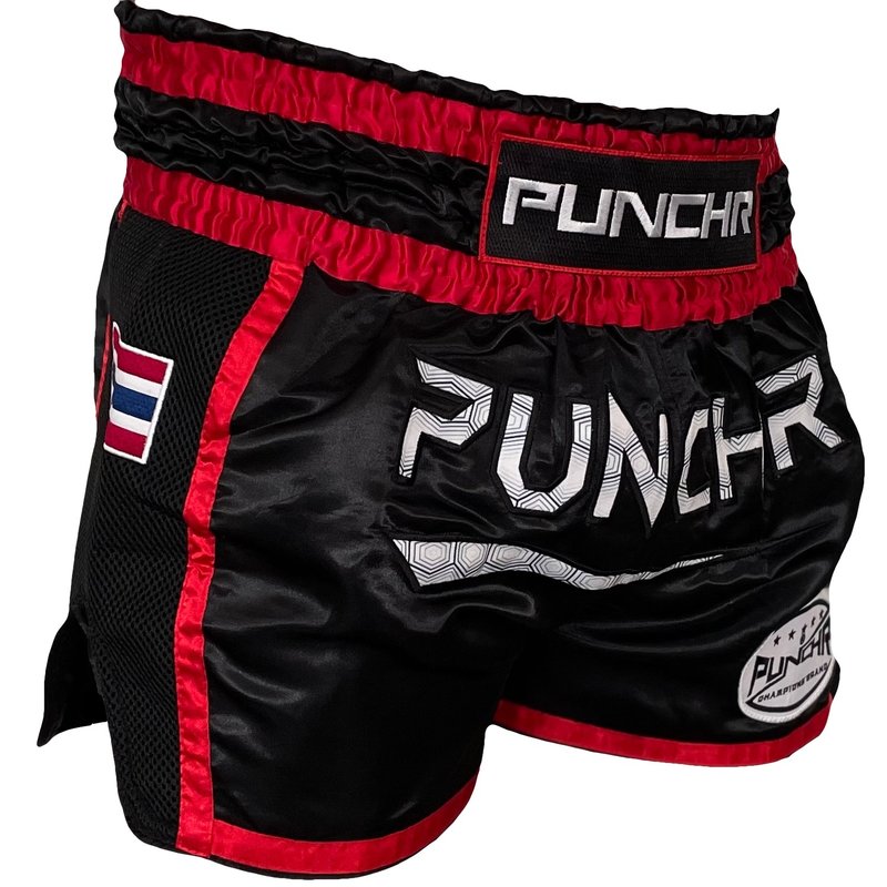 PunchR™  PunchR™ Muay Thai Short Super Mesh Black Red