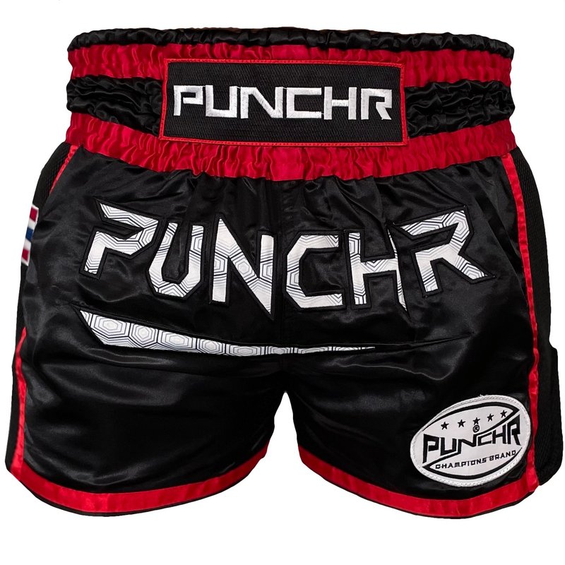 PunchR™  PunchR™ Muay Thai Short Super Mesh Black Red