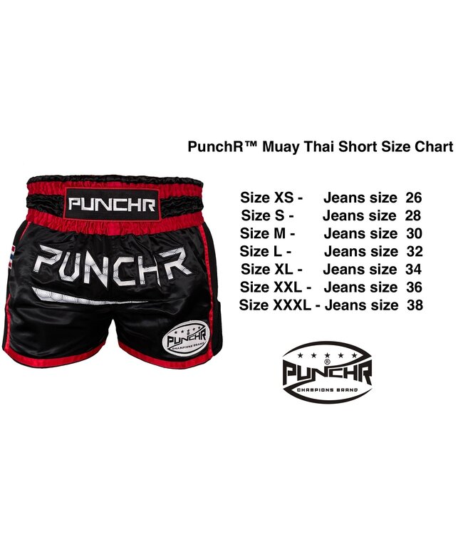 PunchR™  PunchR™ Muay Thai Short Super Mesh Black Red