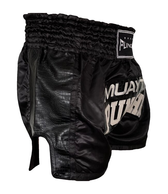PunchR™ Muay Thai Short Crocodile Zwart Wit