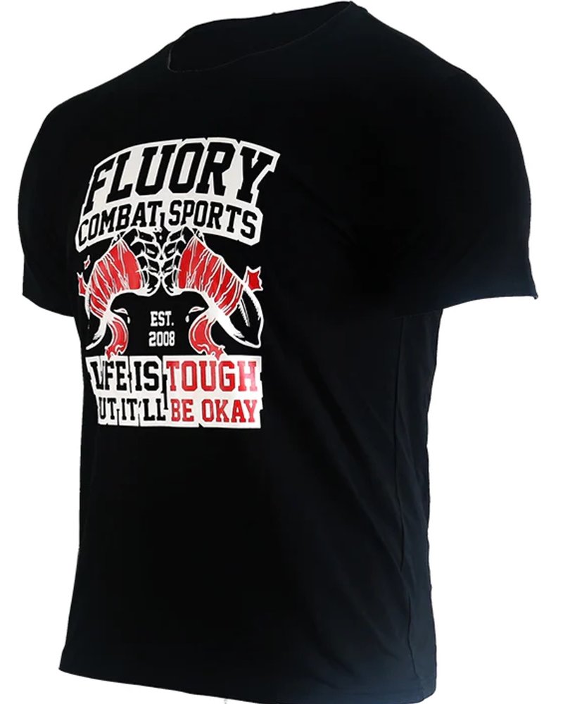 Fluory Fluory "Life is Tough" Muay Thai T-Shirt Zwart