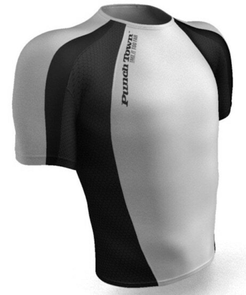 Punch Town PunchTown Rash Guard Classic Short Sleeves White Black