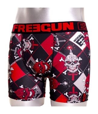 FreeGun Underwear Polyester Boxershorts Skull Schwarz Rot