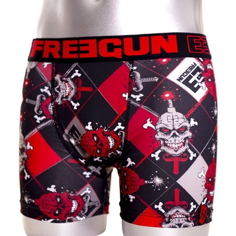 FreeGun Underwear Polyester Boxershorts Skull Black Red