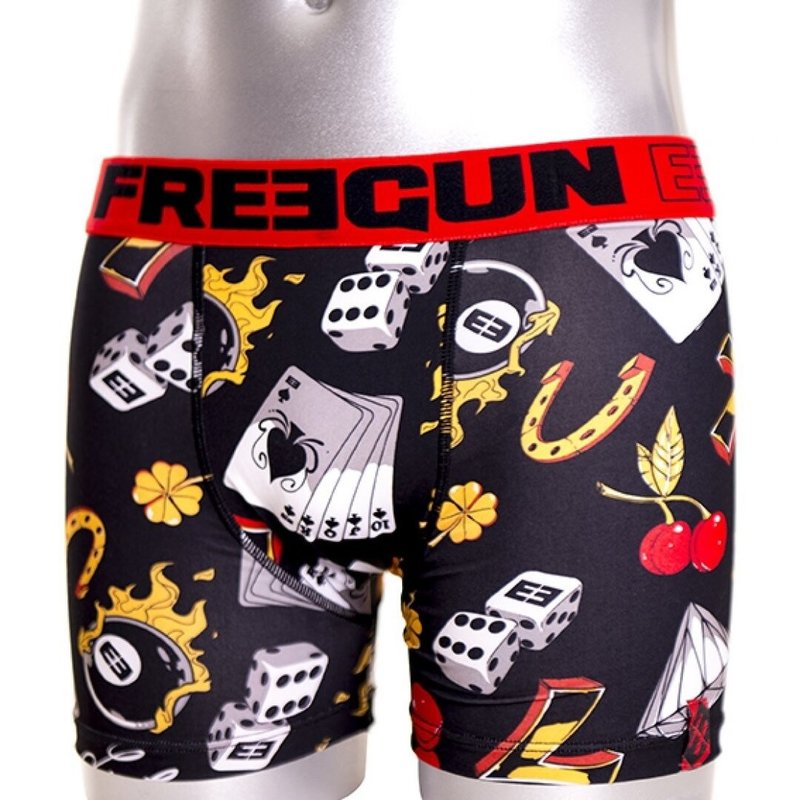 FreeGun FreeGun Polyester Boxershorts Underwear Lucky Zwart Rood