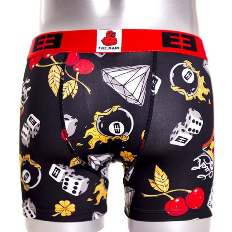 FreeGun FreeGun Underwear Polyester Boxershorts Lucky Black Red