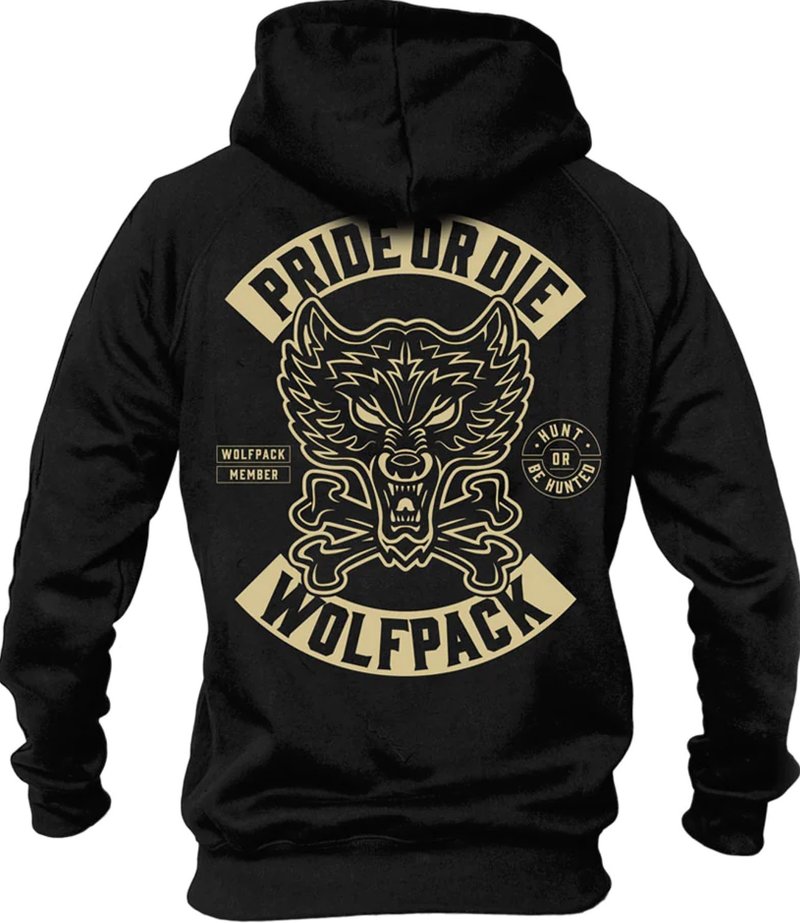 Pride or Die PRIDE oder Die Wolfpack Hoodie Pullover Schwarz