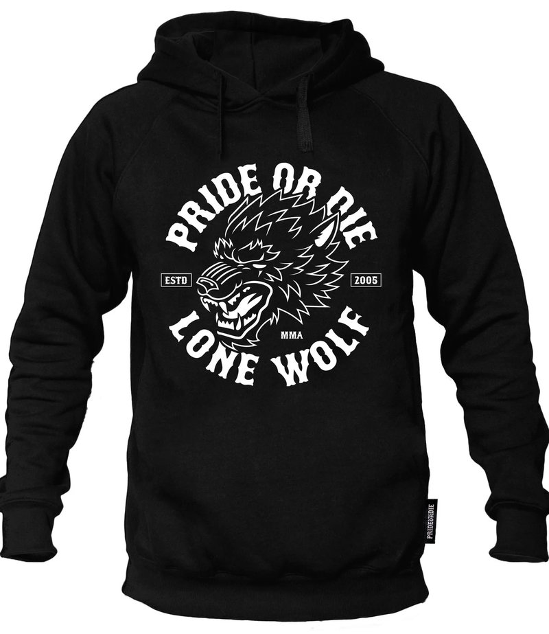 Pride or Die PRiDEorDiE Hoodie Sweater Lone Wolf Black