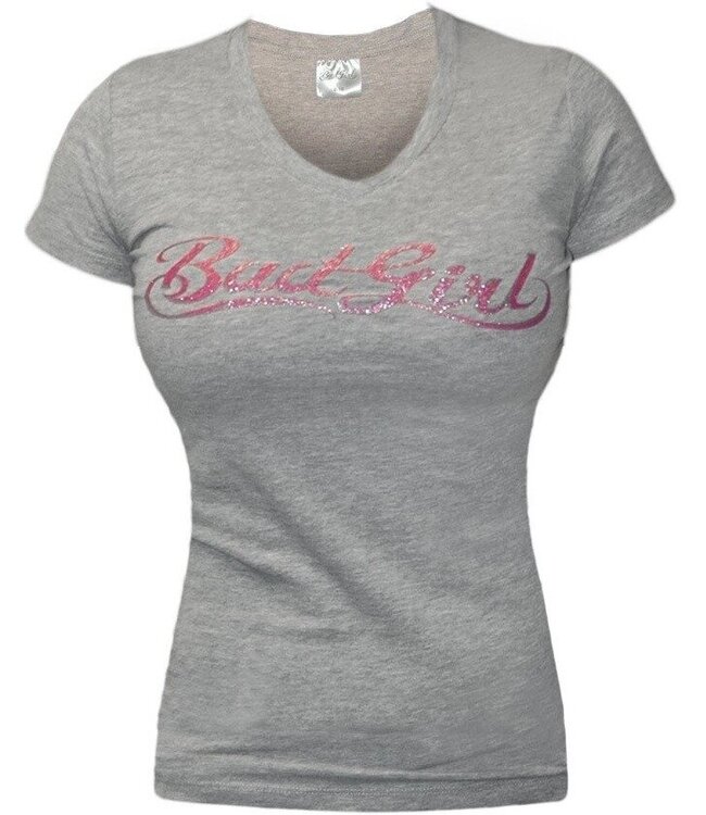 Bad Girl Bad Girl T-Shirt mit V-Ausschnitt Grau Pink