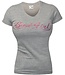 Bad Girl T-Shirt mit V-Ausschnitt Grau Pink