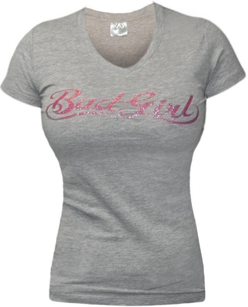 Bad Girl Bad Girl T-Shirt mit V-Ausschnitt Grau Pink