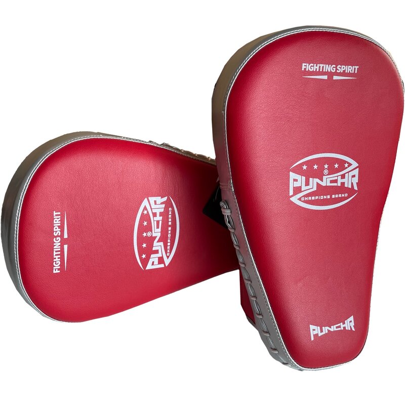 PunchR™  PunchR™ Long Curved Pro Style Focus Pads Mitts Rood Zilver