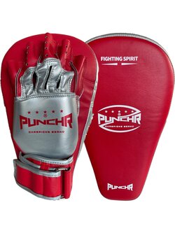 PunchR™  PunchR™ Long Curved Pro Style Focus Pads Mitts Rood Zilver
