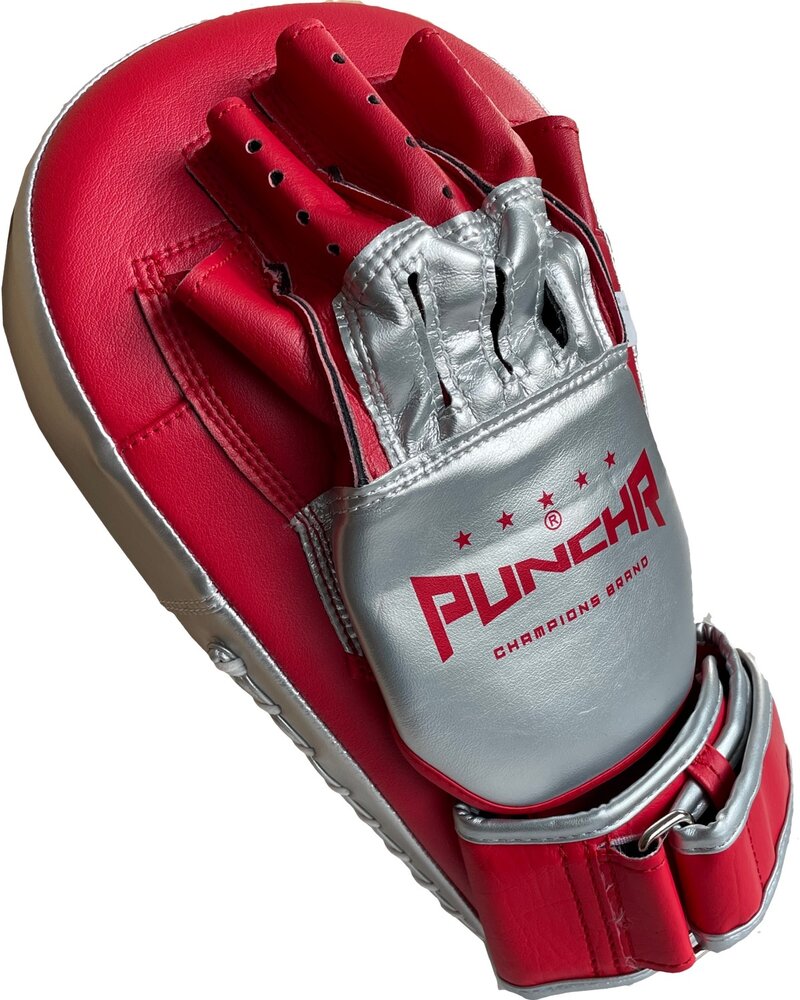 PunchR™  PunchR™ Long Curved Pro Style Focus Pads Mitts Rood Zilver