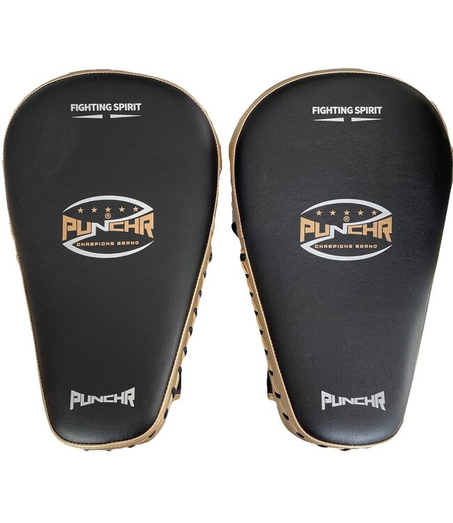 PunchR™  PunchR™ Long Curved Pro Style Focus Mitts Schwarz Gold