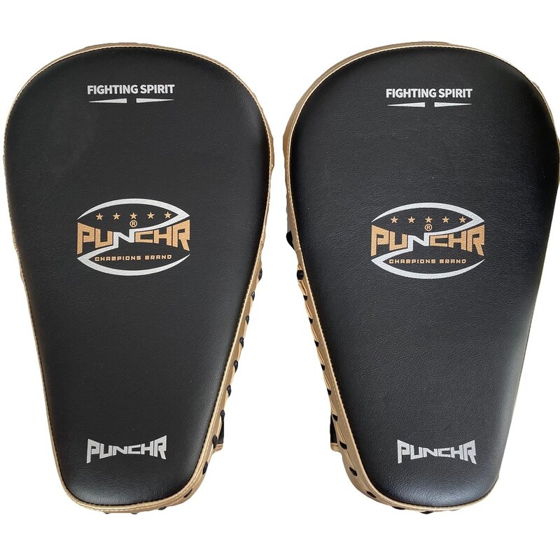 PunchR™  PunchR™ Long Curved Pro Style Focus Mitts Schwarz Gold