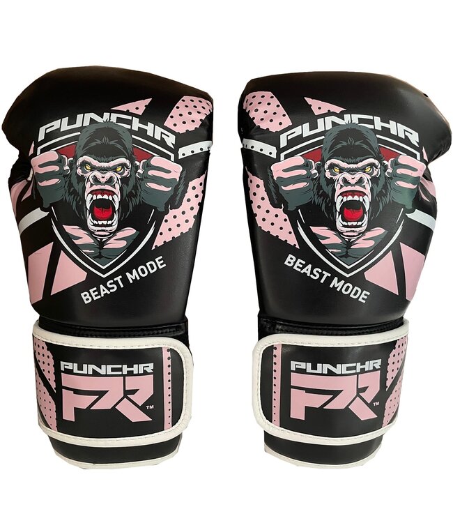 PunchR™  PunchR Beast Mode Kinder Boxhandschuhe Schwarz Rosa