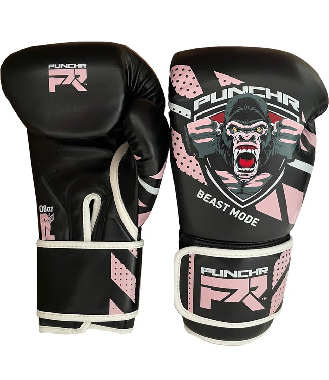 PunchR Beast Mode Kinder Boxhandschuhe Schwarz Rosa