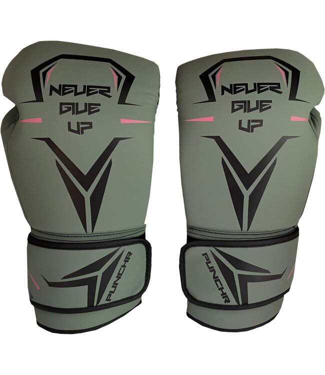 PunchR™  PunchR™ Never Give Up Boxhandschuhe Grün Schwarz