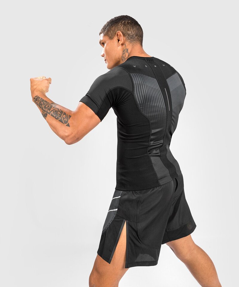 Venum Biomecha Rashguard Short Sleeves Black Grey - FIGHTWEAR SHOP