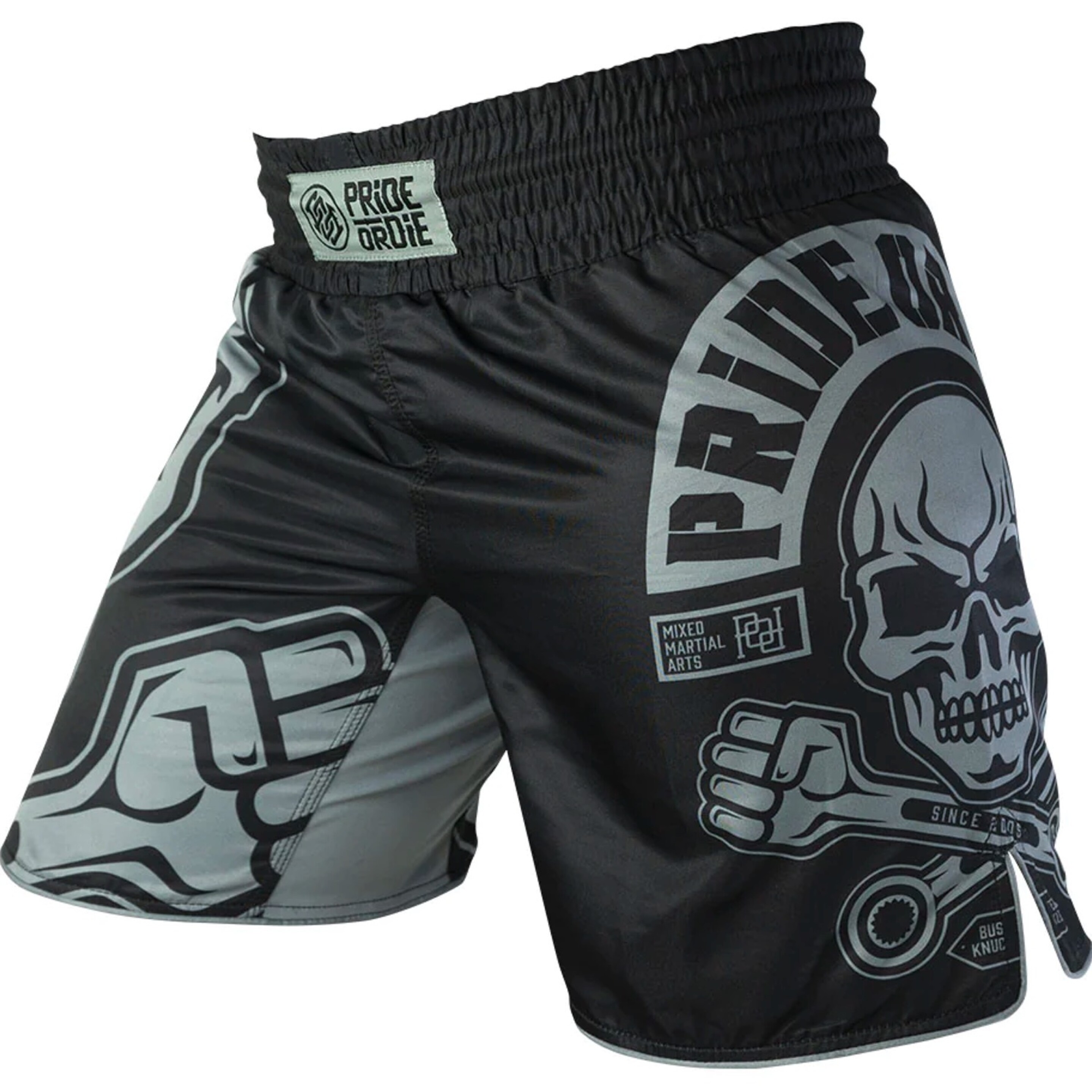 PRIDEorDie BUSTED KNUCKLES Fight Short Zwart FIGHTWEAR SHOP NEDERLAND