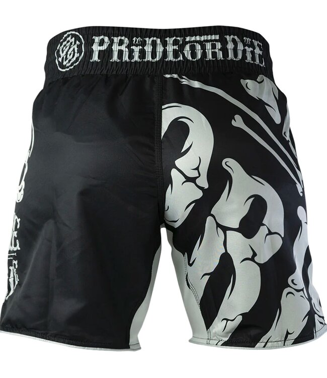 Fightshorts PRiDEorDiE "Reckless Bones" Zwart