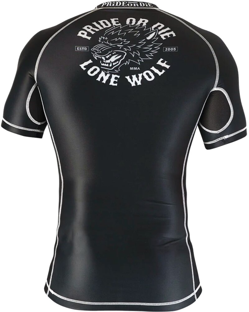 Pride or Die PRIDE oder Die Rash Guard Lone Wolf Schwarz Weiß