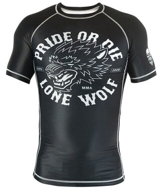 PRiDEorDiE PRIDE or Die Rash Guard Lone Wolf Black White