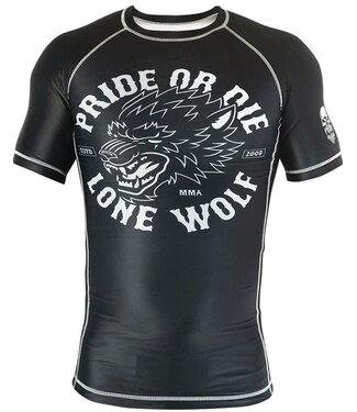 PRiDEorDiE PRIDE or Die Rash Guard Lone Wolf Zwart Wit