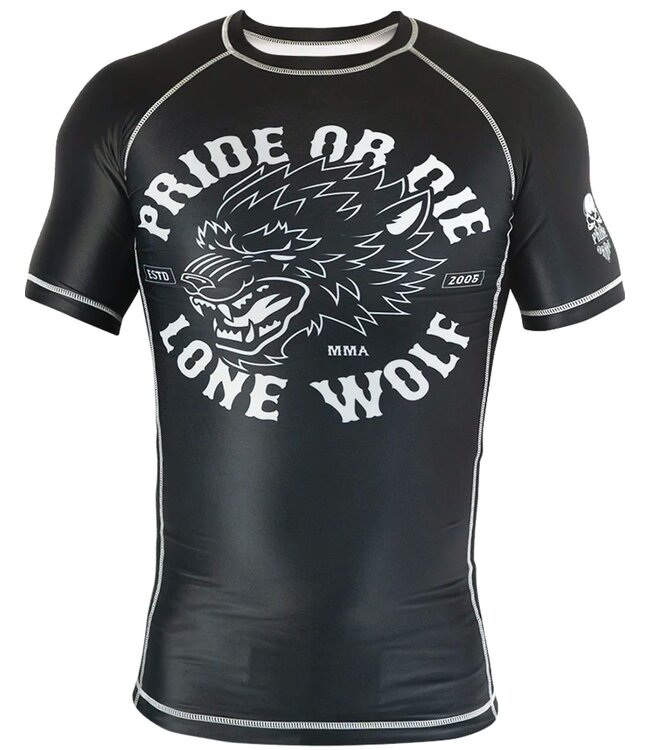 Pride or Die PRIDE oder Die Rash Guard Lone Wolf Schwarz Weiß