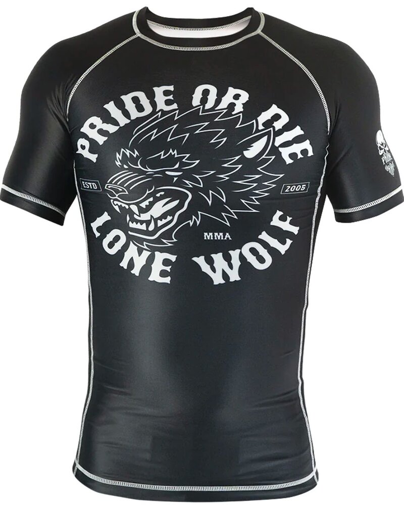 Pride or Die PRIDE oder Die Rash Guard Lone Wolf Schwarz Weiß