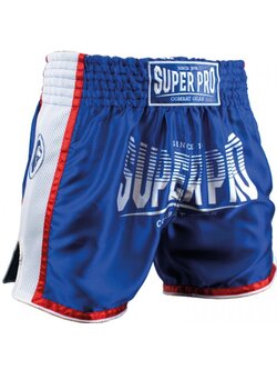 Super Pro Super Pro Muay Thai Kickboks Broek Stripes Blauw Wit