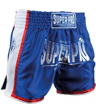 Super Pro Muay Thai Kickboxing Pants Stripes Blue White