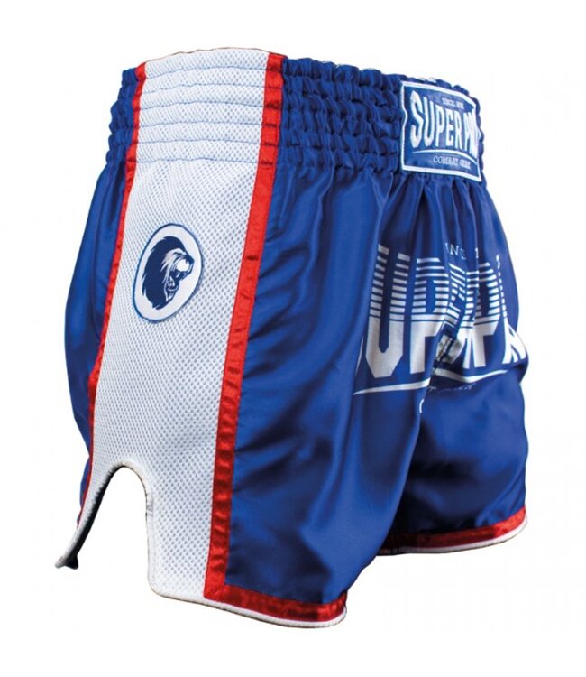 Super Pro Muay Thai Kickboks Broek Stripes Blauw Wit
