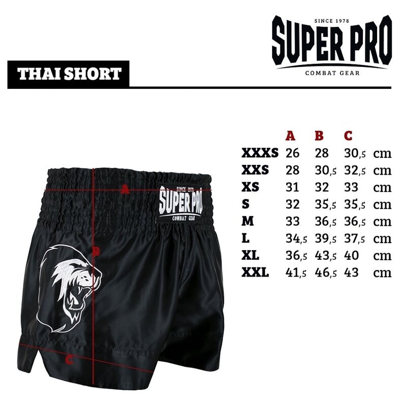 Super Pro Super Pro Muay Thai Kickboxing Shorts Stripes Black Red