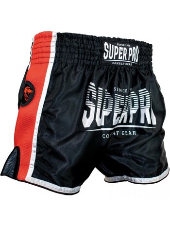 Super Pro Super Pro Muay Thai Kickboxing Shorts Stripes Black Red