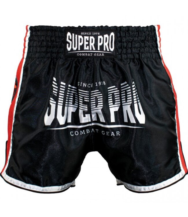 Super Pro Super Pro Muay Thai Kickbox Hose Stripes Schwarz Rot