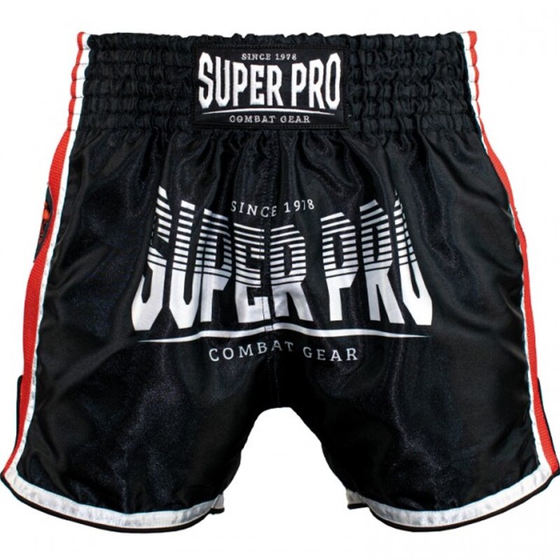 Super Pro Super Pro Muay Thai Kickboxing Shorts Stripes Black Red