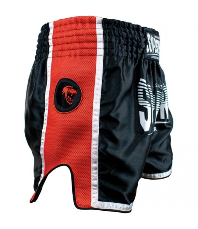 Super Pro Muay Thai Kickboxing Shorts Stripes Black Red