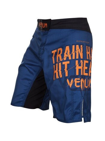 Venum Venum Fightshorts Train Hard Hit Heavy Blau Orange