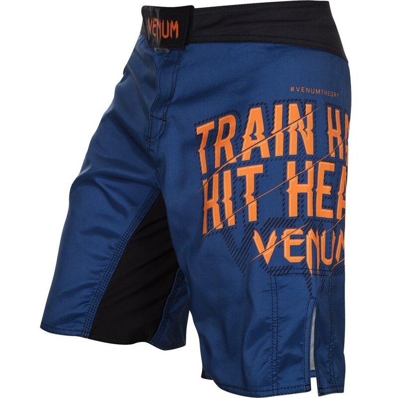 Venum Venum Fightshorts Train Hard Hit Heavy Blauw Oranje