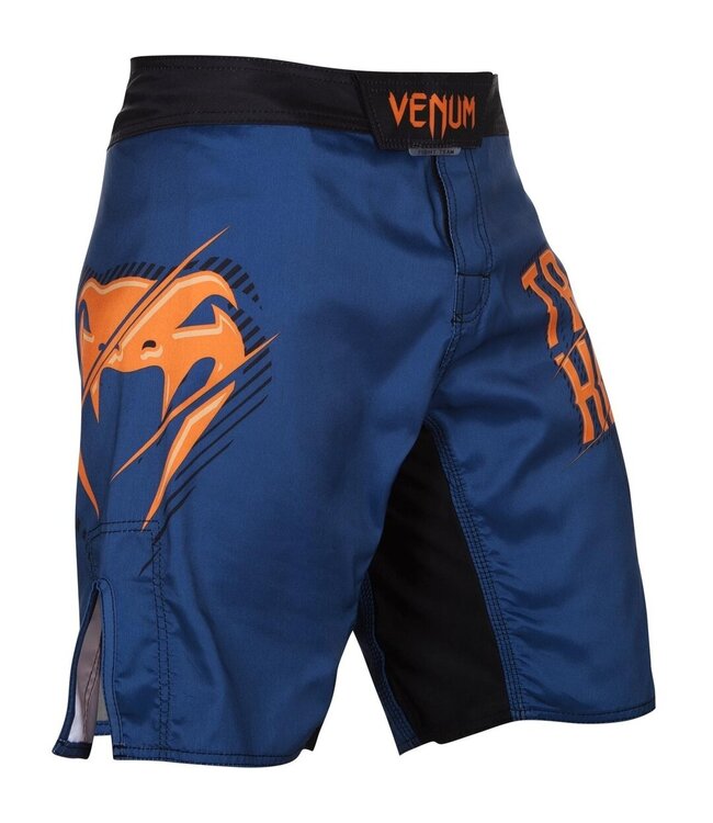 Venum Fightshorts Train Hard Hit Heavy Blauw Oranje